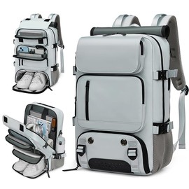 INFEYLAY Woman travel backpack,waterproof 16 inch Business Laptop Backpack with Shoe Bag Hidden USB charging port Hiking backpack (grey)