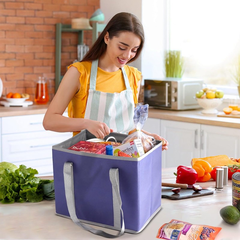 Kaishun reusable grocery bags Navy Blue (2 Pack), Navy Blue