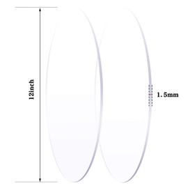 Circle Clear Acrylic Sheet, 12 x 12 Inches Round Acrylic Disc 1/16 Inches Thick Transparent Acrylic Panel for DIY Projects and Crafts (2 Pieces)