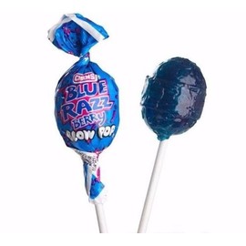 50 PIECE BLUE RAZZ BERRY RASPBERRY CHARMS BLOW POPS LOLLIPOPS