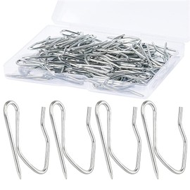 58pcs Metal Curtain Hooks, Sopito 1.2 Inch Drapery Pin and Hook for Pleated Drapes, Stainless Steel Door/Window/Shower Curtain, Silver
