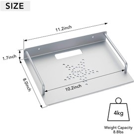 Drsn Universal Mini Wall Mount Tray 26 x 20 cm Aluminium Alloy Load Capacity 2 kg for Media Boxes, Game Consoles, Routers, Mini Projectors and Sounds