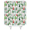 Christmas Tree Shower Curtain Red Green Tree Snowflake Winter Holiday