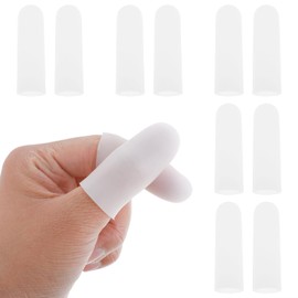 Gel Finger Cots, 10 PCS Gel Finger Protectors Finger Caps Silicone Fingertips Protection Finger Protector Support, Finger Sleeves Thumb Protection for Hand Eczema, Finger Cracking, Finger Arthritis