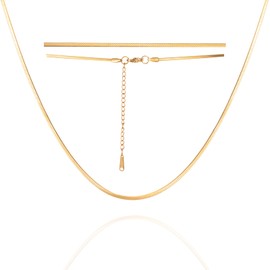 Dreamtimes Snake Chain Necklace for Women and Men Delicate Simple Necklace Gold Choker Necklaces Herringbone Chain Necklaces Snake Chain Choker Necklaces, Stainless Steel, No Gemstone