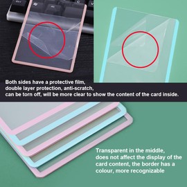 HLIWS PVC Trading Card Holder, Pack of 20, 76 x 102 mm, Card Protector, with Protective Film, for Playing Cards, Baseball/Basketball Cards/Photos (Transparent + Pink Frame)