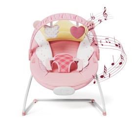 Baby Bouncer, Portable Baby Bouncer with Music, Soothing Vibrations Infant Bouncer Seat for 0-6 Months 6-20 lbs(Pink)