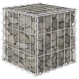 vidaXL Cube Gabion Raised Bed Garden Stone Basket Cage Retaining Wall Outdoor Patio Lawn Flower Plant Bed Planter Border Steel Wire 19.7"