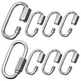 8 Pcs Stainless Steel Locking Carabiner, Quick Link Chain Connector Heavy Duty, for Climbing, Fishing, Hiking, Traveling
