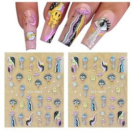 Evil Eye Nail Stickers 2PCS 5D Decals Self-Adhesive for Nails Art Manicure Accessories for Women DIY Cute Decorations