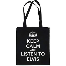 Print4U Shopping Tote Bag Keep Calm & Listen To Elvis Black