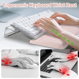 MOSISO Wrist Rest for Keyboard and Computer Keyboard Stand Set, Ergonomic Wrist Rest Pad, Woven Stripes Non-Slip Arm Rest Cushion, Easy Typing Working Acrylic Clear Holder for Office Home, Apricot