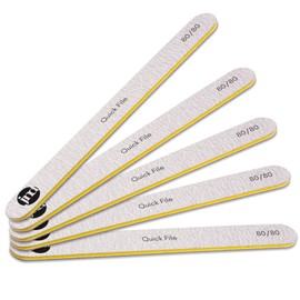 New* JND Professional Salon Grade Double Sided Emery Board Nail Files Buffer Polisher Natural Manicure Pedicure Acrylic Gel Nails (5Pack) (80/80)