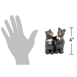 The Bridge Collection Small Wedding Couple Bears Figurine - Rustic Wood Carved Style Resin Tabletop Marriage Black Bear Decor for Cabin, Lodge, Mountain Home Decor - Engagement, Wedding, Anniversary