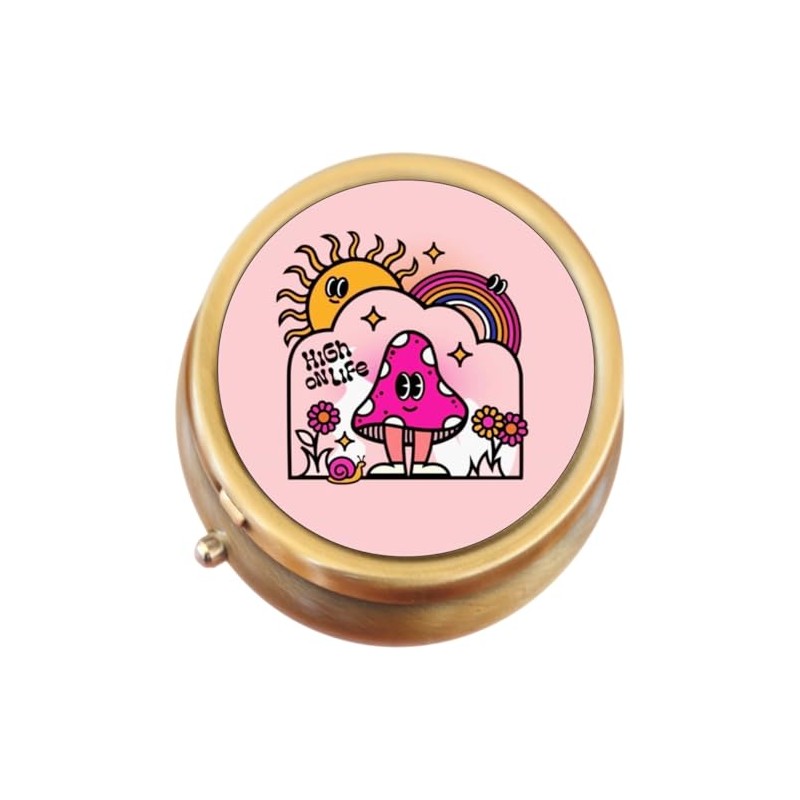 High on Life Mushrooms Brass Pill Box