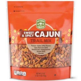 Generic Southern Grove Cajun Trail Mix: Butter Toffee Peanuts, Roasted Corn, Almonds, Corn Sticks, Sesame Sticks (SimplyComplete Bundle) Resealable Zip Bag - 27 Oz - Sweet & Spicy