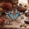 925 Sterling Silver Western Turquoise Cow Skull Stud Earrings for