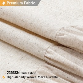 BTTN Extra Long Linen Shower Curtain - 72x84 Inch Long Shabby Chic Fabric Shower Curtain Set with Ruffle Hem, Tall Modern Farmhouse Rustic Thick Cloth Shower Curtains for Bathroom Decor - Beige/Cream