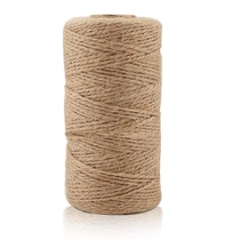100M Natural Jute Twine, 3Ply Jute String Rope for Gift Wrapping, DIY Arts & Crafts, Gardening, Bottles, Bundling, Floral Arrangement, Baskets, Home and Wedding Decoration, 2mm Gardening Twine