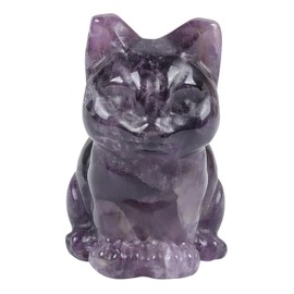 Lovionus89 Moonstone Mini Happy Sitting Cat Crystal Stone Figures, Hand Carved Gemstone Animal Sculpture Home Decor for Cat Lovers