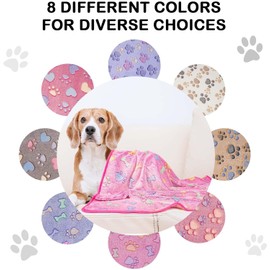1 Pack 2 Dog Blankets Soft Fluffy Cute Paw Pattern Fleece Pet Blanket Warm Sleep Mat Cute Print Design Puppy Kitten Blanket Doggy Mat Paw Print for Animals