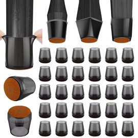 BALEINE 32 Pack Silicone Chair Leg Floor Protectors, Stool Leg Protectors Cap, Non-Slip Chair Leg Caps for Hardwood Floors (Black & Small, 32 Pack, XL)