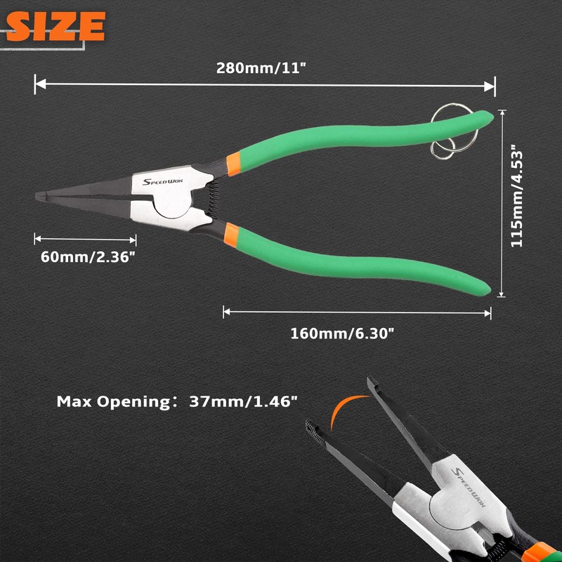 SPEEDWOX Special Angle Tip Circlip Pliers 11 Inch Retaining Rings
