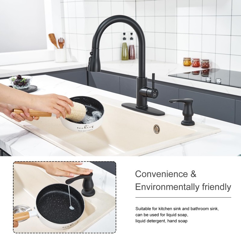 GAGALIFE Kitchen Sink Soap Dispenser Matte Black, Under Sink Soap