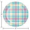 Creative Converting 343176 Easter Plaid Dessert Plates, 7", Multi-Color