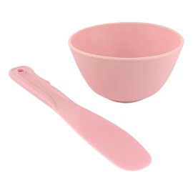 Cuenco De Silicona Flexible Rosa Con Espátula Pink
