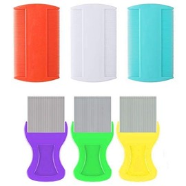 nuoshen 6 Pcs Lice Comb, Double Sided Plastic Hair Comb Metal Teeth Nit Combs Head Lice Treatment for Adults, Kids, Dogs, Cats