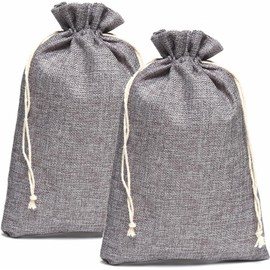 HERZWILD Jute Bag Approx. 30 x 40 cm 5 Pieces Jute Bag Grey Fabric Bag Gift Bag Sack Bag for Advent Calendar (Grey-30 x 40 cm, 5 Pieces)