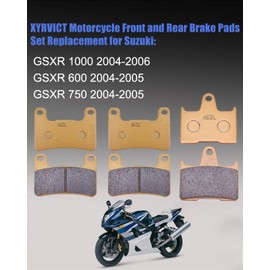 XYRVICT Motorcycle Front and Rear Ceramic Brake Pads Set Replacement for Suzuki GSXR1000 GSXR 1000 GSXR1000K4 K5 K6 2004 2005 2006