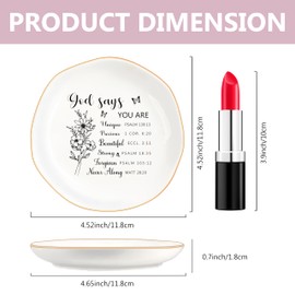 MQPPKJ Christian Gifts for Women, Bible Verse Ceramic Jewelry Dish Trinket Ring Tray, Inspirational Floral Gift for Mom Sister Friend Birthday Christmas-God Says You are (White-God Says3)