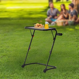 Homy Casa Portable Adjustable Camping Table - 3 Tilt Angles & 4 Height Levels Lightweight, Foldable, Easy to Carry for Outdoor Activities, Picnics, Tailgates - with Cup Holder