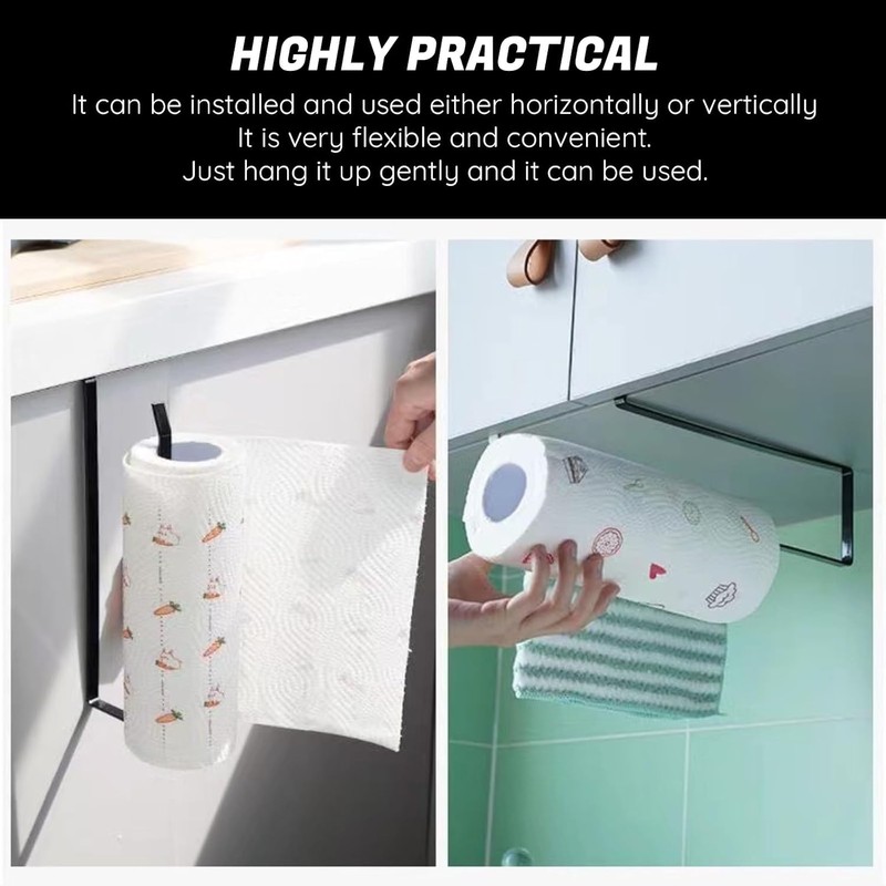 Under Cabinet Paper Towel Holder - Punch-Free Hanging Tissue Roll