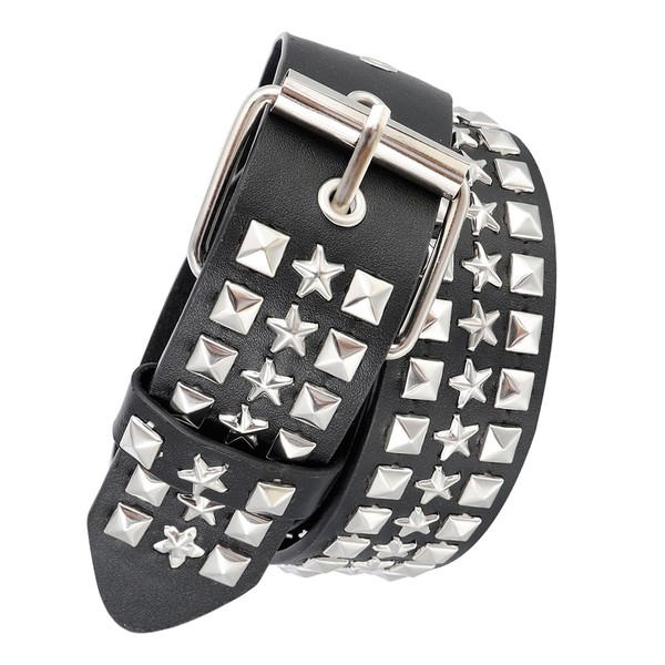 Eigso Punk Leather Gothic Star Waist Studded Belt for Woman