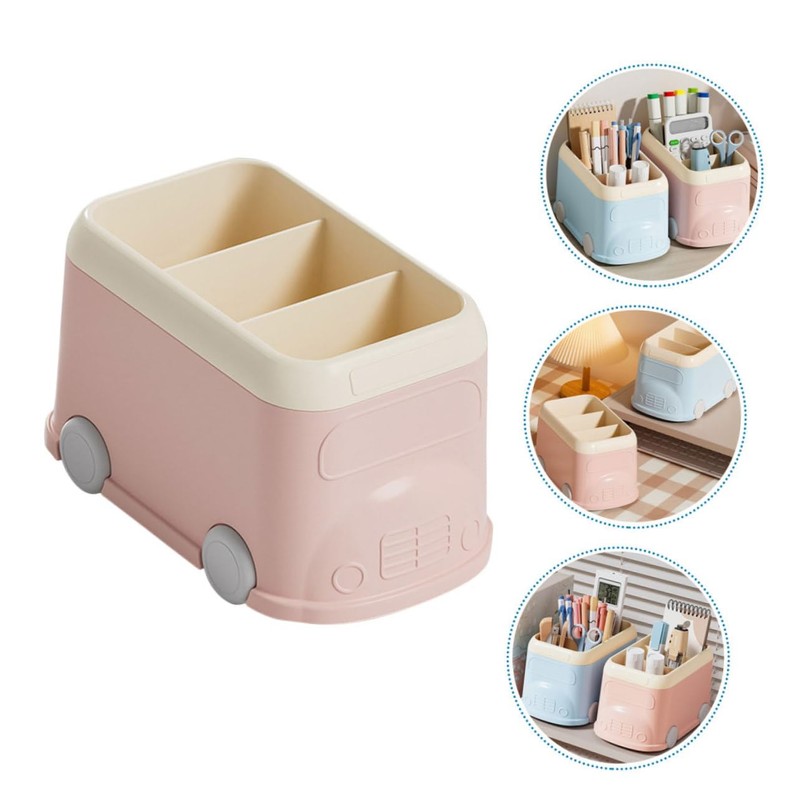 jojofuny Multi Grid Pen and Pencil Holder Versatile Plastic Desk