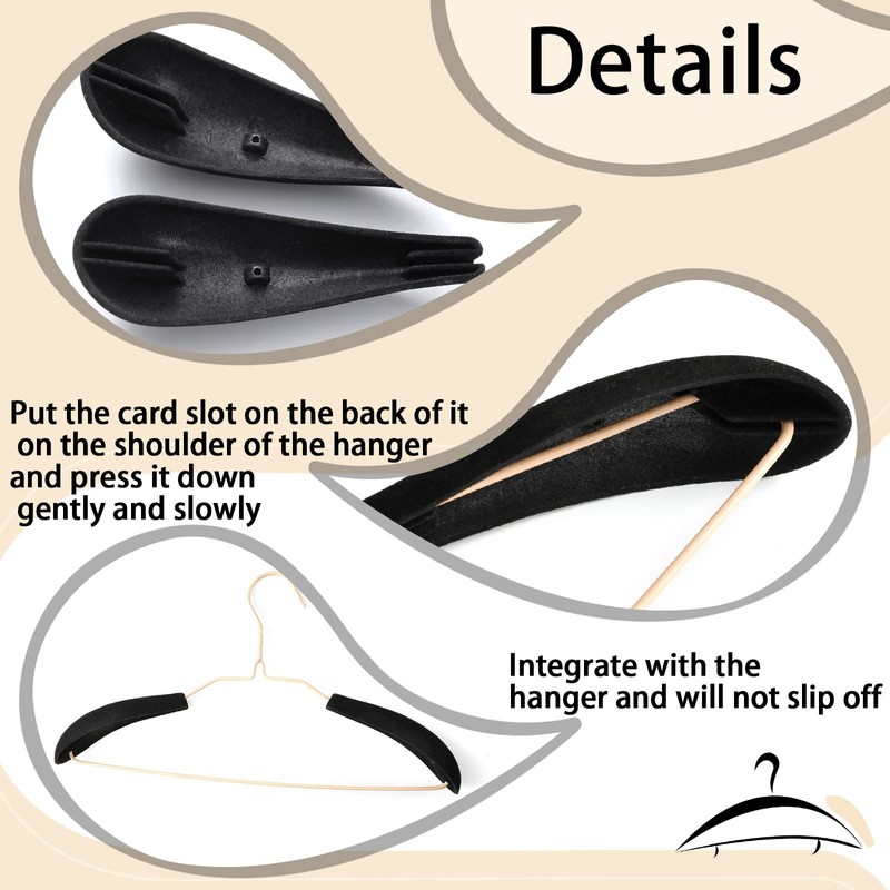 8 Pieces Velvet Hanger Shoulder Pads Over Hanger Pads Black