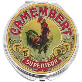 NewCharms Vintage Camembert Cheese Tin Compact with Mirrors - Perfect Pocket and Purse Size Folding Mirror for Applying Make Up Anywhere