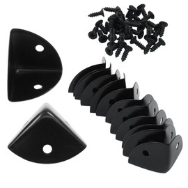Zorveiio 12 Pcs Metal Corner Protectors Black Edge Guard Furniture Edge Corner Cover Angle Corner Brackets with Mounting Screws for Box Table Cabinet(1"x1"x1")