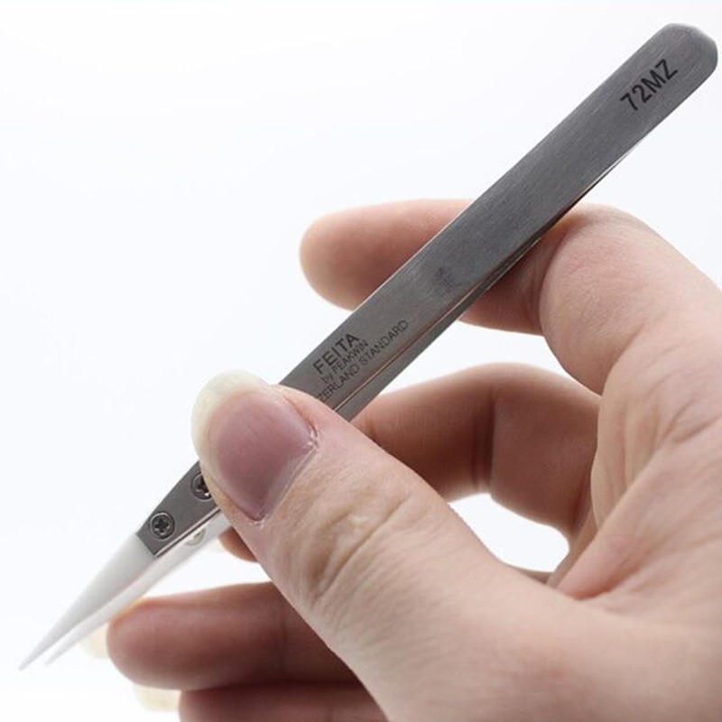 FEITA Precision Ceramic Tweezers with Heat-Resistant and Magnetic-Resistant White Pointed
