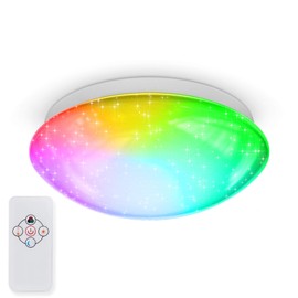 B.K.Licht - LED Ceiling Light with Starry Sky, Remote Control, Colourful RGB+W Light, LED Ceiling Light, LED Lamp, Living Room Lamp, Bedroom Lamp, Kitchen Lamp, Ceiling Lighting, 25.5 x 8.5 cm, White
