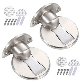 EXDUCT Magnetic Catch Type Door Stopper, Set of 2, Stainless Steel with Mounting Screws and Seals, Magnetic Fixing, Door Stop, Joiner, Silver
