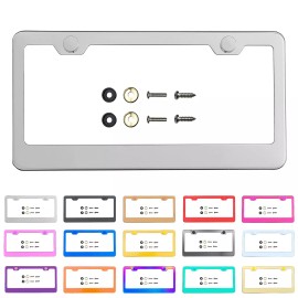 KA License Plate Frame Polish Mirror Chrome T304 Stainless Steel Screw Metal Cap