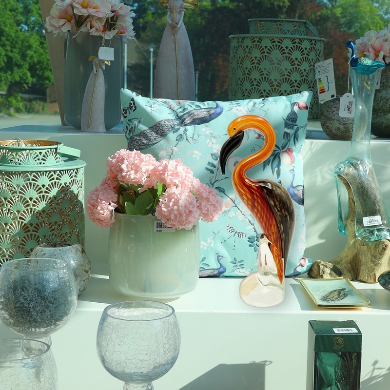 CRISTALICA Glasfigur Storch Höhe ca. 30cm Bunt Handarbeit