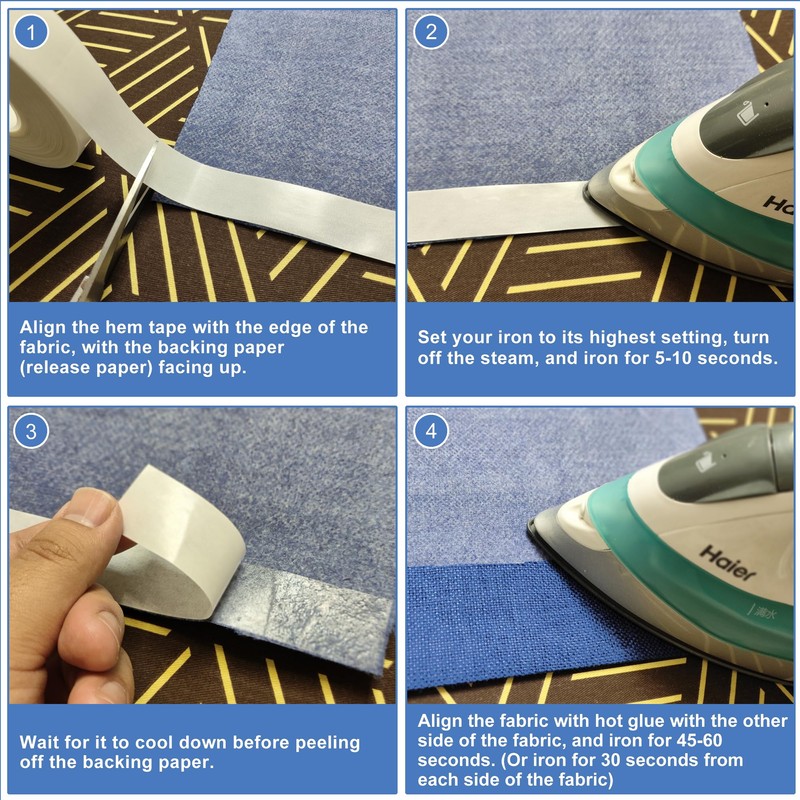 KEPAIBOS Double Sided Iron On Adhesive Hem Tape with Backing