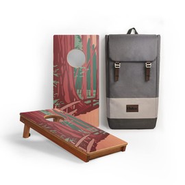 Elakai National Parks Series Premium Travel Cornhole Boards with Carry Case Backpack 1x2 Redwoods NP