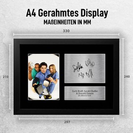 HWC Trading FR A4 Zach Braff Donald Faison & Sarah Chalke Scrubs JD, Elliot, Turk - A4 Framed Gifts Printed Signed Autograph Picture For TV Show Fans