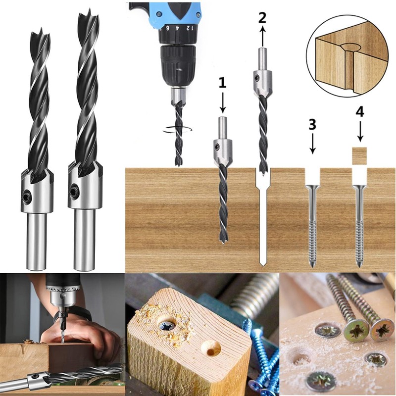 KEWAYO HSS 5 Flute Countersink Drill Bit Set Screwdriver Reamer